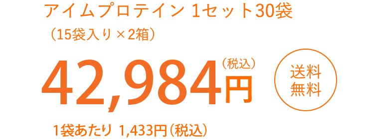 アイムプロテイン 1セット30袋（15袋入り×2箱）38,880円（税込）1袋あたり 1,296円（税込）［送料無料］